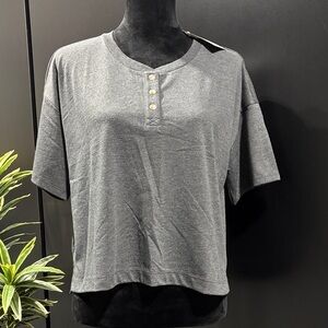 UpWest Oversized Loose fit,boxy crewneck button detail,slit sides,soft